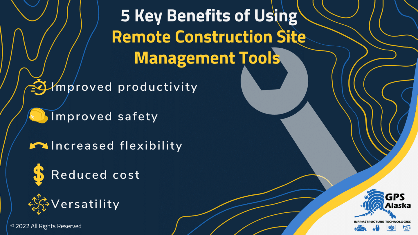 5 Key Benefits of Using Remote Construction Site Management Tools Infographic