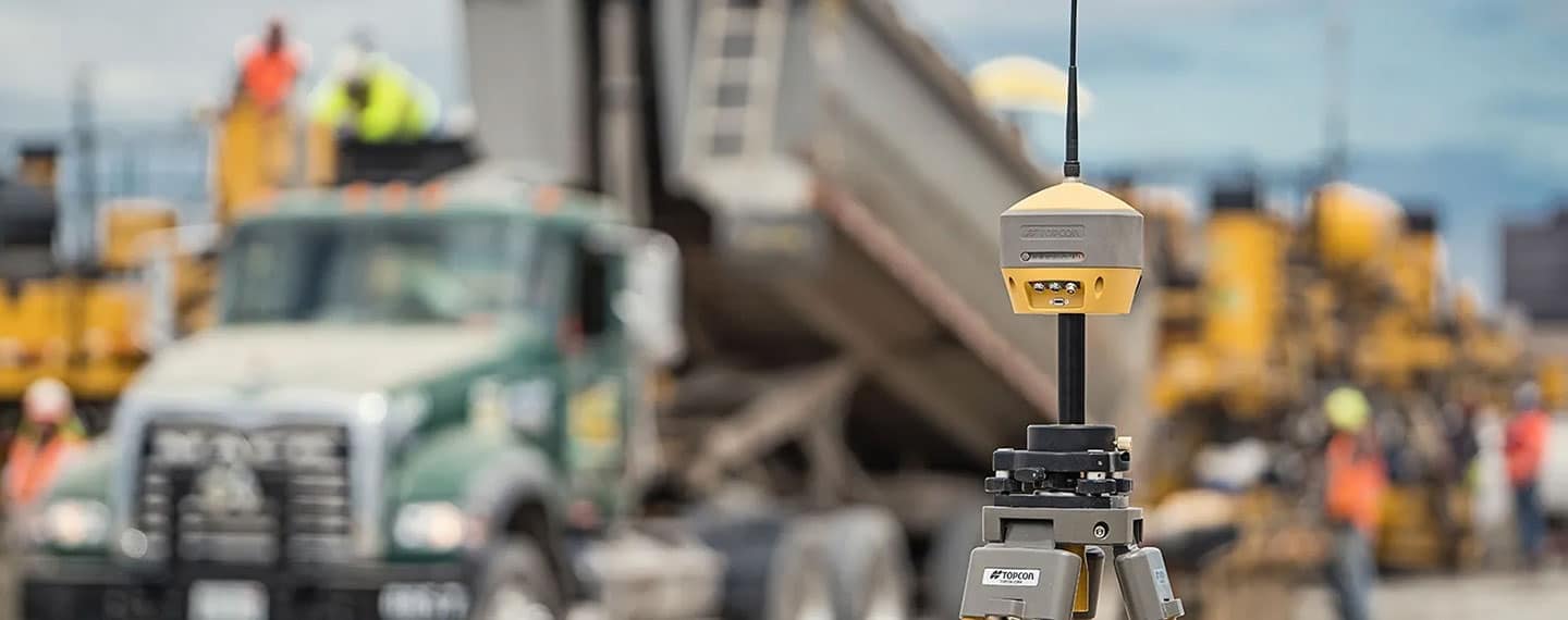 HiPer HR GNSS Receiver at a construction job site