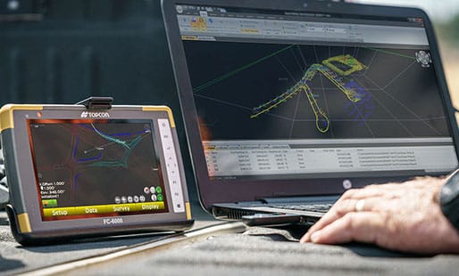 Takeoff modeling software running on laptop and TopCon FC-6000